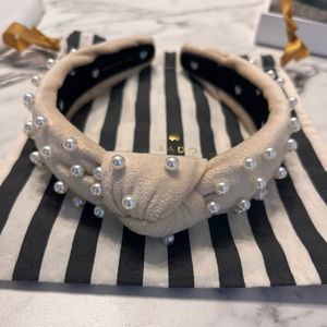 Lelesadoughi white/ offwhite pearl velvet headband